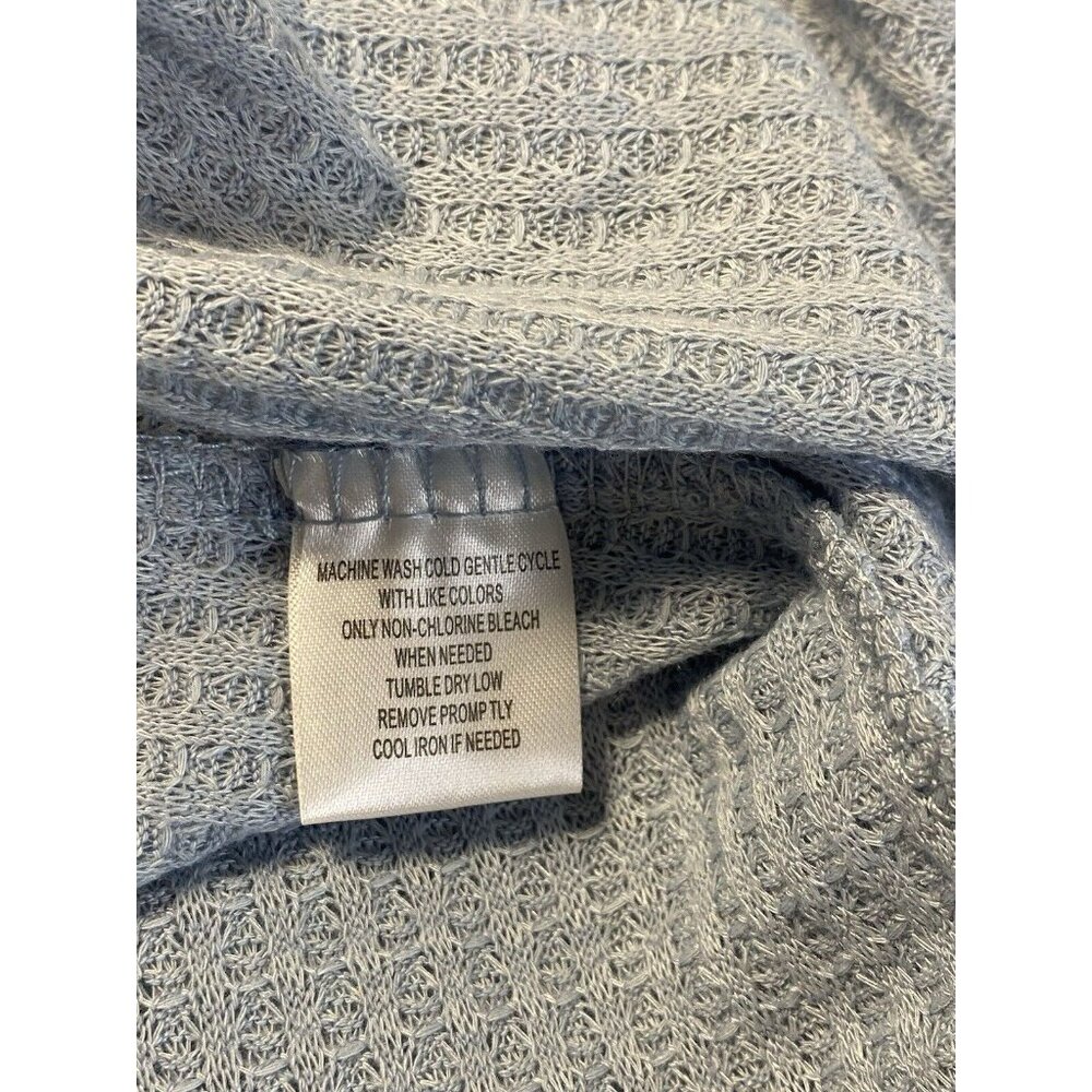 French Laundry Womens Sz 2X Baby Blue Waffle Knit Turtle Neck Snap Details - Picture 7 of 7